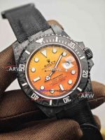 Swiss Replica Rolex Submariner Orange Face Carbon Fiber Velcro Strap 3135 Watch